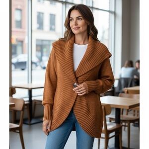 Hinge Women's Tan Ginger Cardigan Sweater